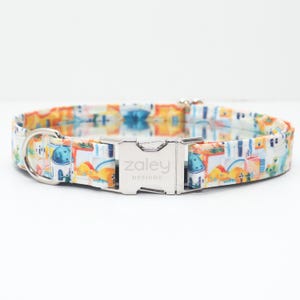 Santorini Griechenland Hundehalsband | Griechisches Hundehalsband | Hundehalsband Blau | Hundehalsband Orange | Weltreise Hundehalsband | Mediterranes Hundehalsband