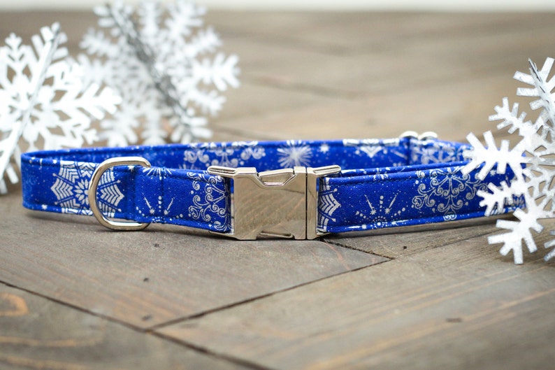 Snowflake Dog Collar Christmas Dog Collar Royal Blue Etsy