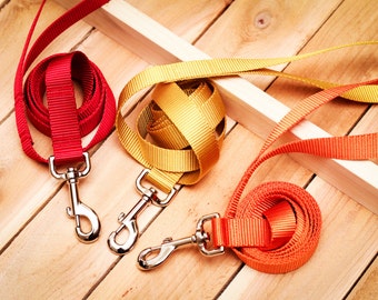 Dog Leash - Webbing Dog Lead, Heavy Duty, Long Leash, Long Lead, Orange, Red, Gold