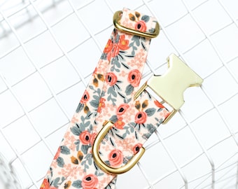 Rifle Paper Co Floral Girl Dog Collar | Coral Peach Wedding Flower Pet Gear