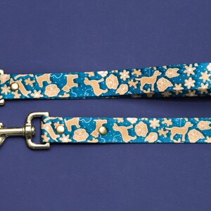 Gingerbread Dog Leash, Christmas Webbing Dog Leash, Holiday Dog Leash, Teal Gingerbread Dog Leash, Heavy Duty Dog Leash, Gingerbread Dogs