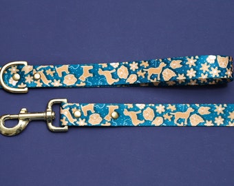 Gingerbread Dog Leash, Christmas Webbing Dog Leash, Holiday Dog Leash, Teal Gingerbread Dog Leash, Heavy Duty Dog Leash, Gingerbread Dogs