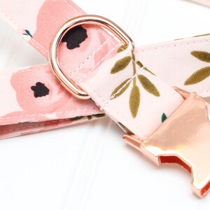 Floral Dog Collar, Female Dog Collar, Pink Flower, Rose Gold Pet Collar, Girl Dog Collar, Dog Lover Gift, Girly, Rose, watercolor floral image 10