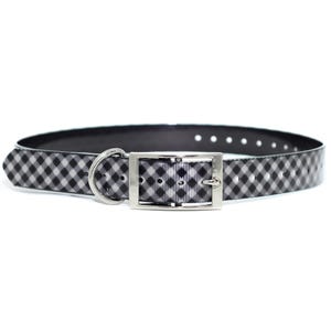 Waterdichte zwart-witte geruite hondenhalsband | Stevige metalen gesp voor grote honden