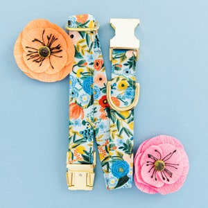 Rifle Paper Company, collare per cani party in giardino, nuovo di zecca, collare per cani in tessuto, Zaley Designs, collare per cani primaverile, collare per cani donna, ragazza, floreale