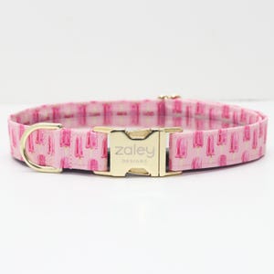 Pink Popsicles Dog Collar |  Summer Ice Pop Print |  Adjustable Collar with Gold Metal Buckle | Cute Girl Dog Collar | Summer Pet Accessory
