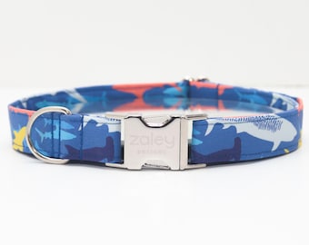 Collier requin pour chien : collier bleu océan fait main - Zaley Designs