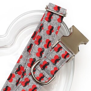 Valentine&#39;s Day Dog Collar, Hearts & Mustaches! Puppy Love, Zaley Designs, Valentine&#39;s, Male dog collar, boy dog collar, Sweet Dog Collar