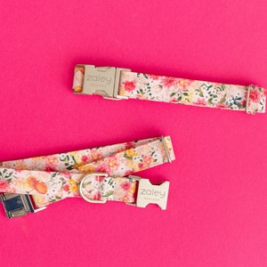 Pink Floral Dog Collar, Roses Dog Collar, Spring Dog Collar, Summer Dog Collar, Female Dog Collar, Girl Dog Collar, New Puppy Gift, Gracie