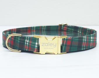 Kariertes Hundehalsband Weihnachten in Rot Rot : Festliches Haustier Halsband