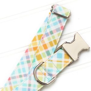 Easter Plaid Dog Collar, Pastel Plaid, Pastel Easter Plaid, Spring Plaid Dog Collar, Boy, Girl, Male, Female, Zaley Designs