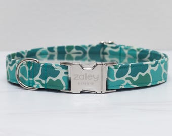 Blau/Grün Old School Classic Camo Hundehalsband - Handgemacht in Texas