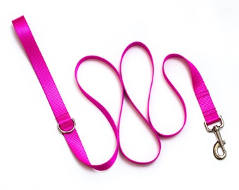 Dog Leash - Webbing, Heavy Duty, Pink, Pet Leash, Silver Hardware