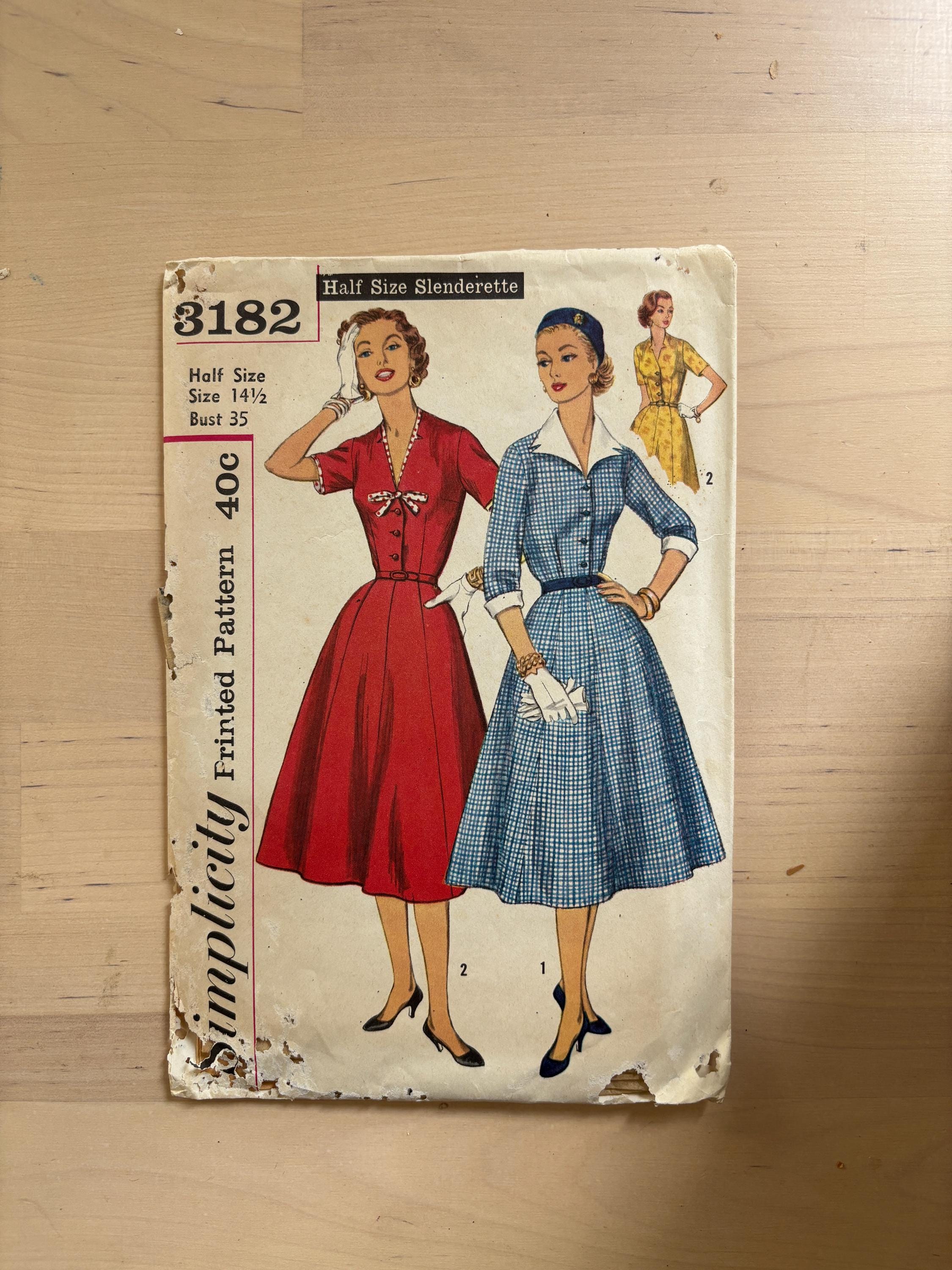 セット販売 Women's Dress Patterns Simplicity 3182 Vintage 1955 Dress Sewing Pattern 35