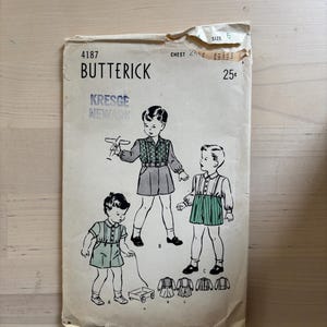 Butterick 4187 Vintage 1940s Boys Shirt and shorts Sewing Pattern 24" chest