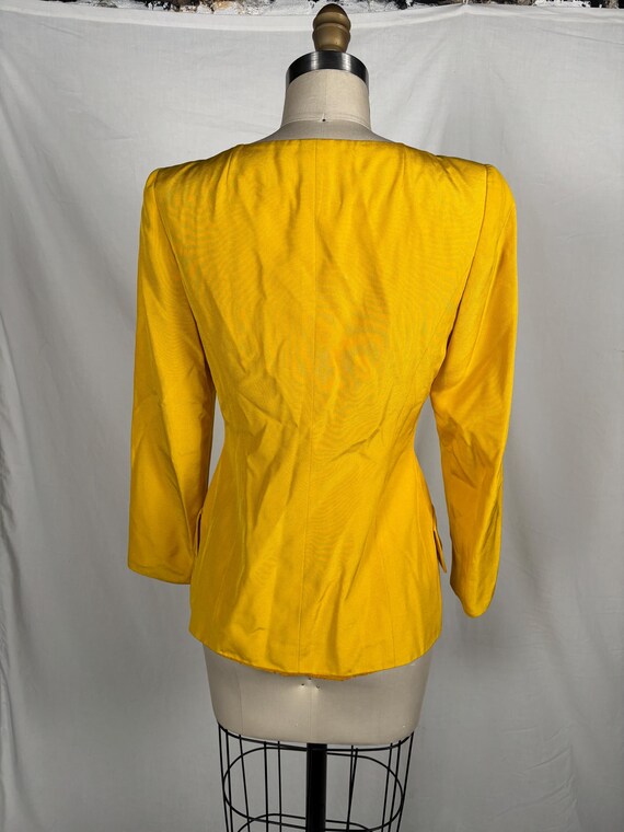 Vintage 80s 100% Silk Yellow Blazer Large Starfis… - image 3