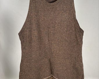 Antique 1920s/ 30s Jazz Age Rayland Brown Wool One Piece Bathing Suit Volup