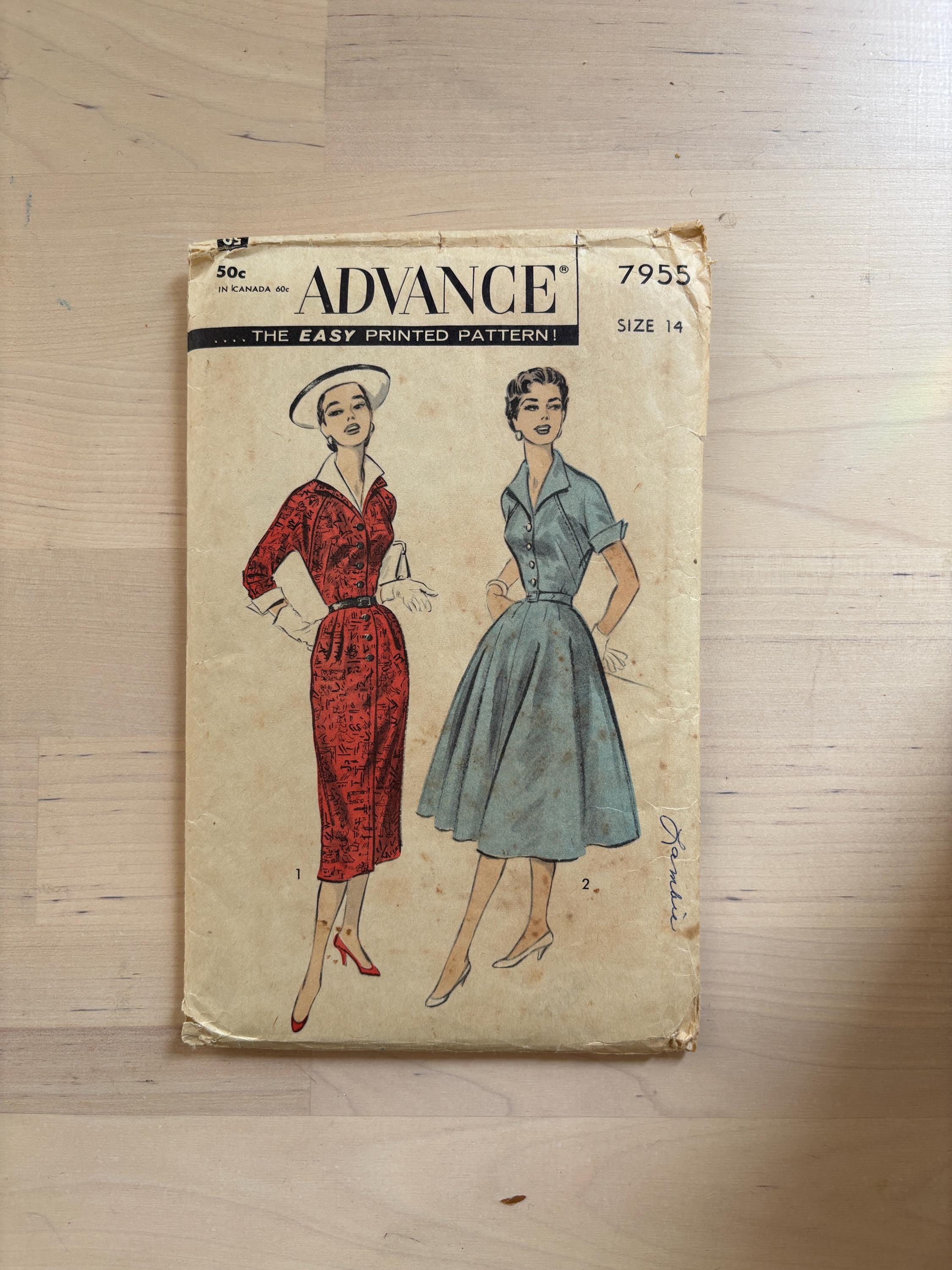 Advance 7955 Vintage 1950s Dress Sewing Pattern 32