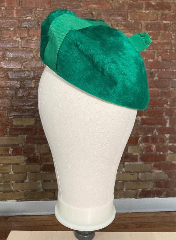 Vintage Mid-Century Green Mohair hat