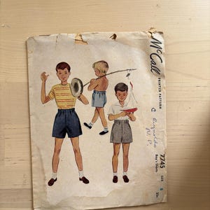 McCalls 7745 Vintage 1949 Boys Shorts Sewing Pattern 23&quot; Waist