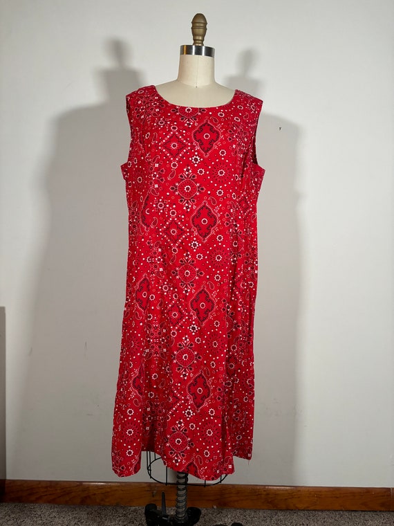 50s/60s Handmade Volup Bandana Print Dress