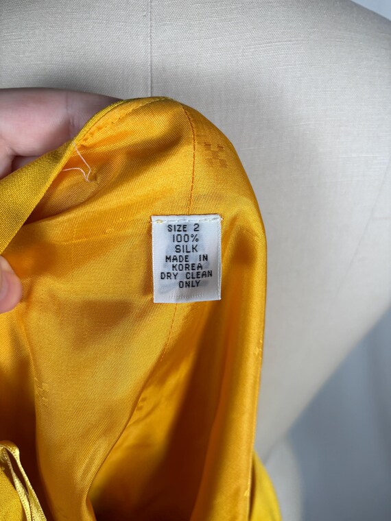 Vintage 80s 100% Silk Yellow Blazer Large Starfis… - image 5