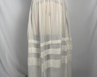 Antique Edwardian Cotton Skirt with Deep Tucks