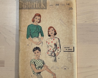 Butterick 8342 Vintage Bias Cut Blouse Sewing Pattern 34&quot; Bust