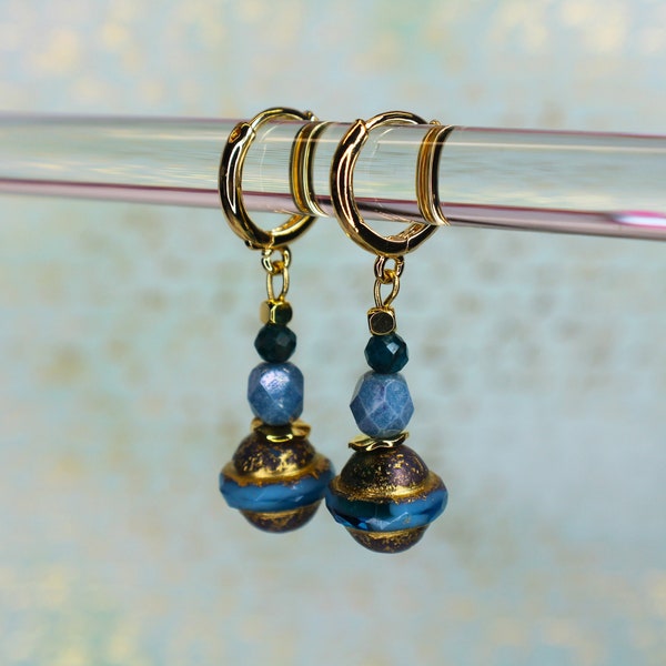 Czech crystal earrings, blue earrings, fine jewelry, minimalist jewelry, women's earrings, durable jewelry