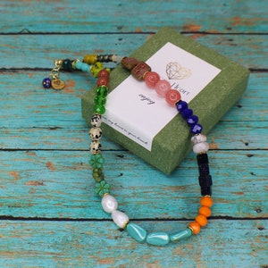 Kralenkettingen, stenen ketting, handgemaakte ketting en armband, cadeau voor haar, verjaardagscadeau, snelle verzending, gratis verzending