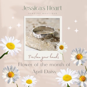 Floral ring, floral wedding band, personalized floral ring, stackable floral ring, sterling silver, ladies&#39; ring, ready to give/gift for mom