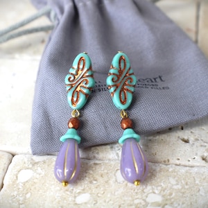 Teal beaded earrings, Colorful dangle earrings, handmade beaded earrings, teal beaded earrings, vibrant earrings, colorful beaded jewelry