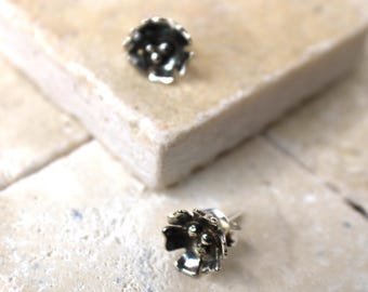 Flower Stud Earrings, Handcrafted Jewelry, sterling silver earrings