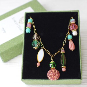 Herbst schmuck, kristal kette, blümen schmuck, perlen ketten, vintage schmuck, blaue kette, perlen kette, kette, versandkostenfrei