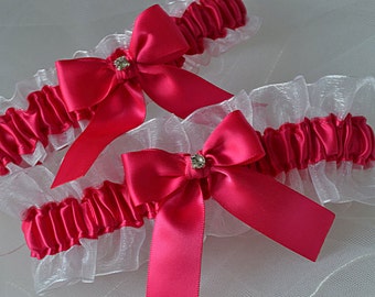 Prom garters. Ivory prom garter wred,ht.pink,fuchsia roses