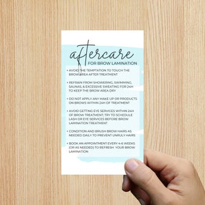 Eyebrow Lamination Aftercare Card | Brow Lamination | Brow Lift | Brow Perm Care Instructions | After Care Card | Digital Download