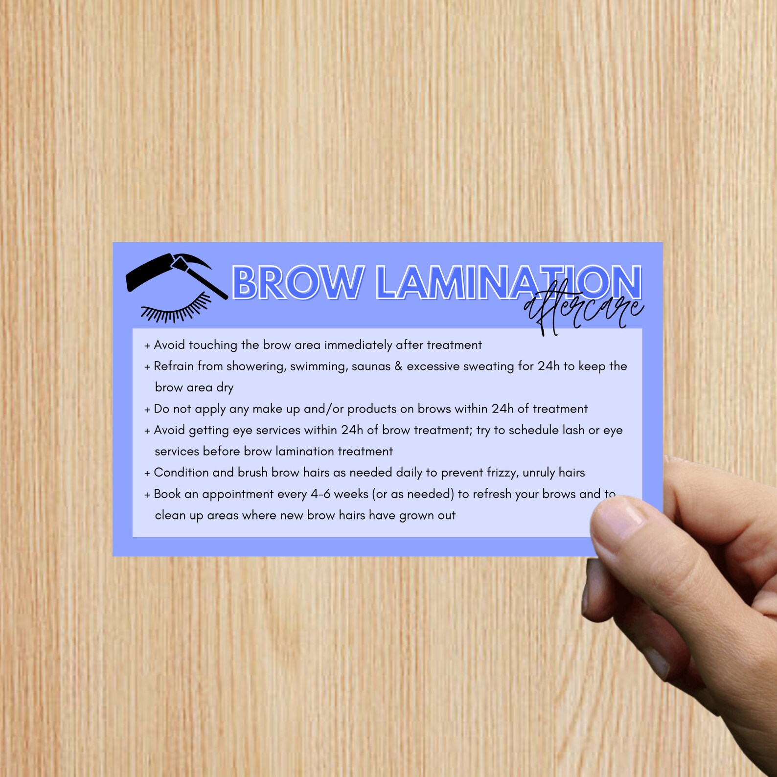 Eyebrow Lamination Aftercare Card Brow Lamination Brow Lift Brow Perm