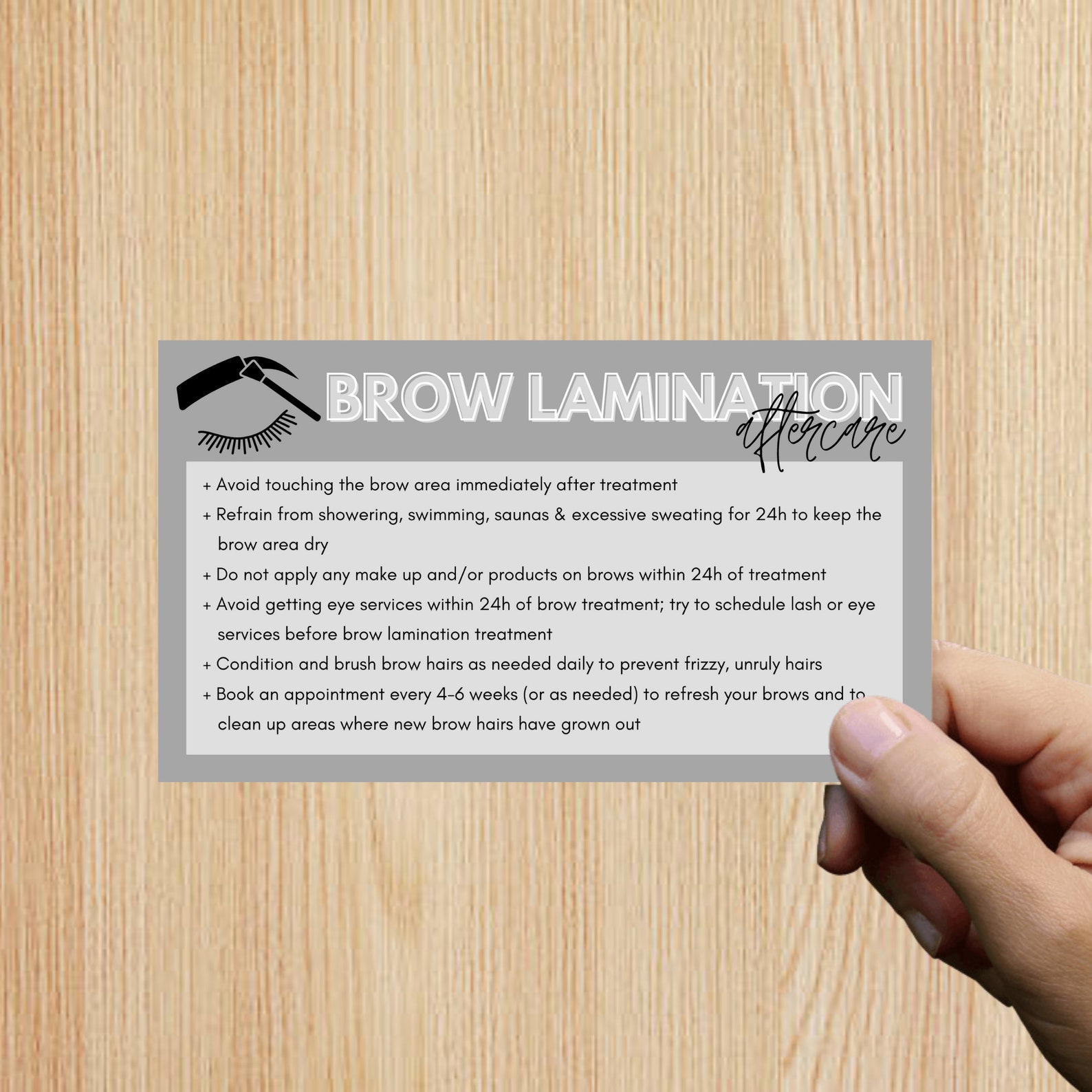 Eyebrow Lamination Aftercare Card Brow Lamination Brow Lift Brow Perm