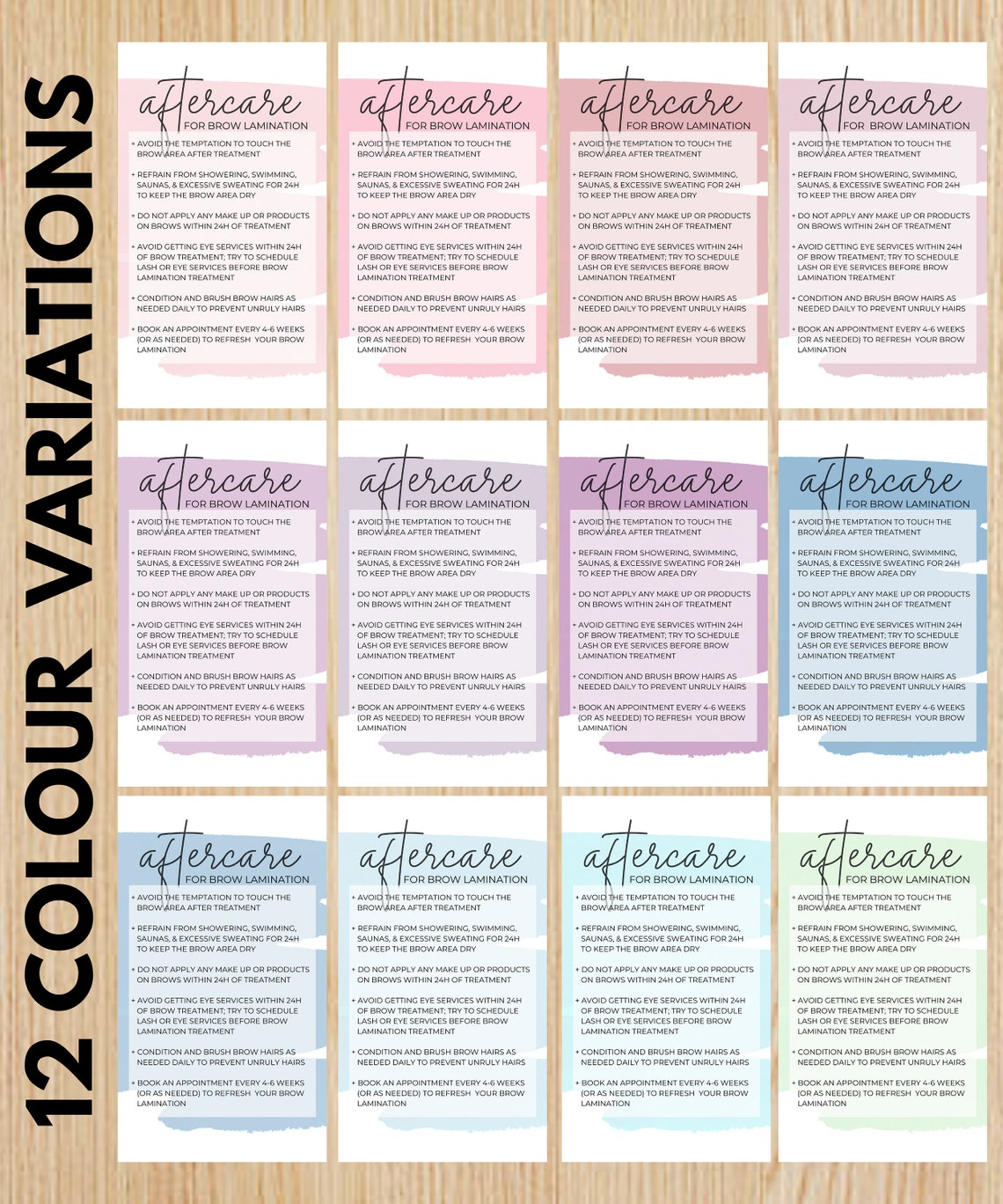 Eyebrow Lamination Aftercare Card Brow Lamination Brow Lift Brow Perm Care Instructions After