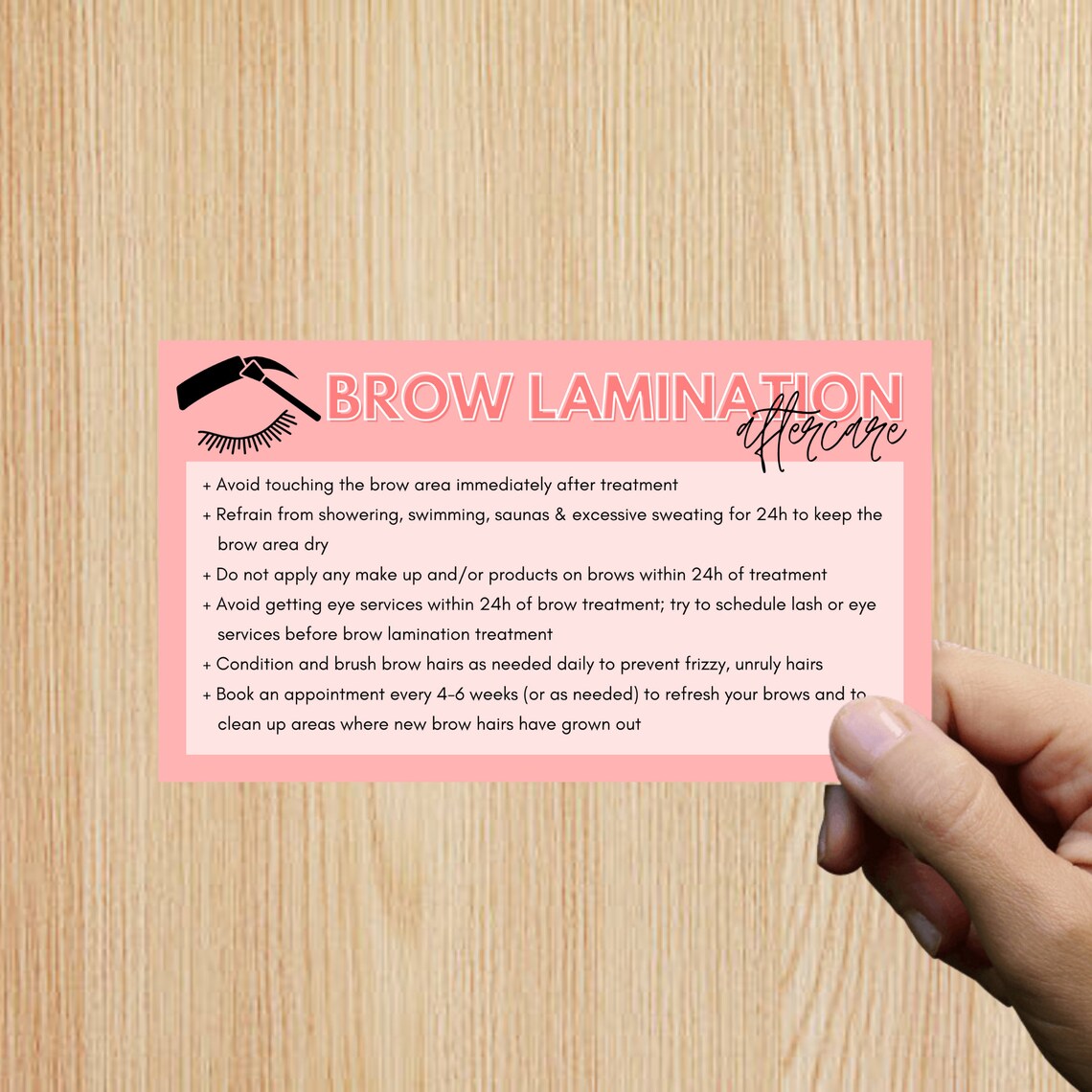 Eyebrow Lamination Aftercare Card Brow Lamination Brow Lift Brow Perm