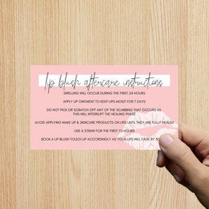 Lip Blush Tint Aftercare Card | Permanente make-up | Lipblush Liptint PMU Instructies | After Care Card | Digitale download
