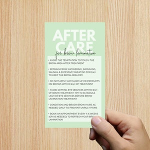 Eyebrow Lamination Aftercare Card | Brow Lamination | Brow Lift | Brow Perm Care Instructions | After Care Card | Digital Download