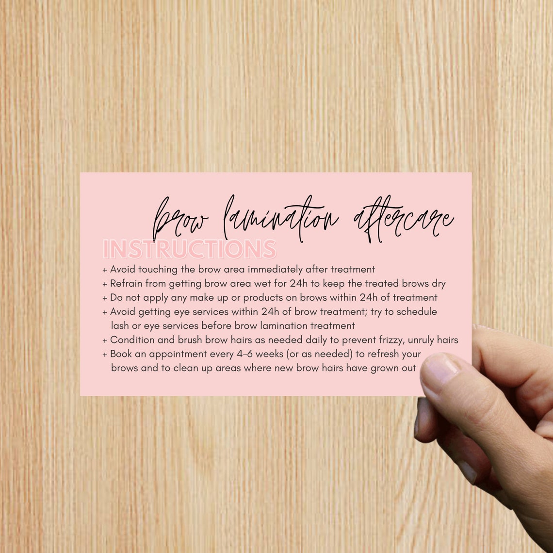 Eyebrow Lamination Aftercare Card Brow Lamination Brow Lift Brow Perm