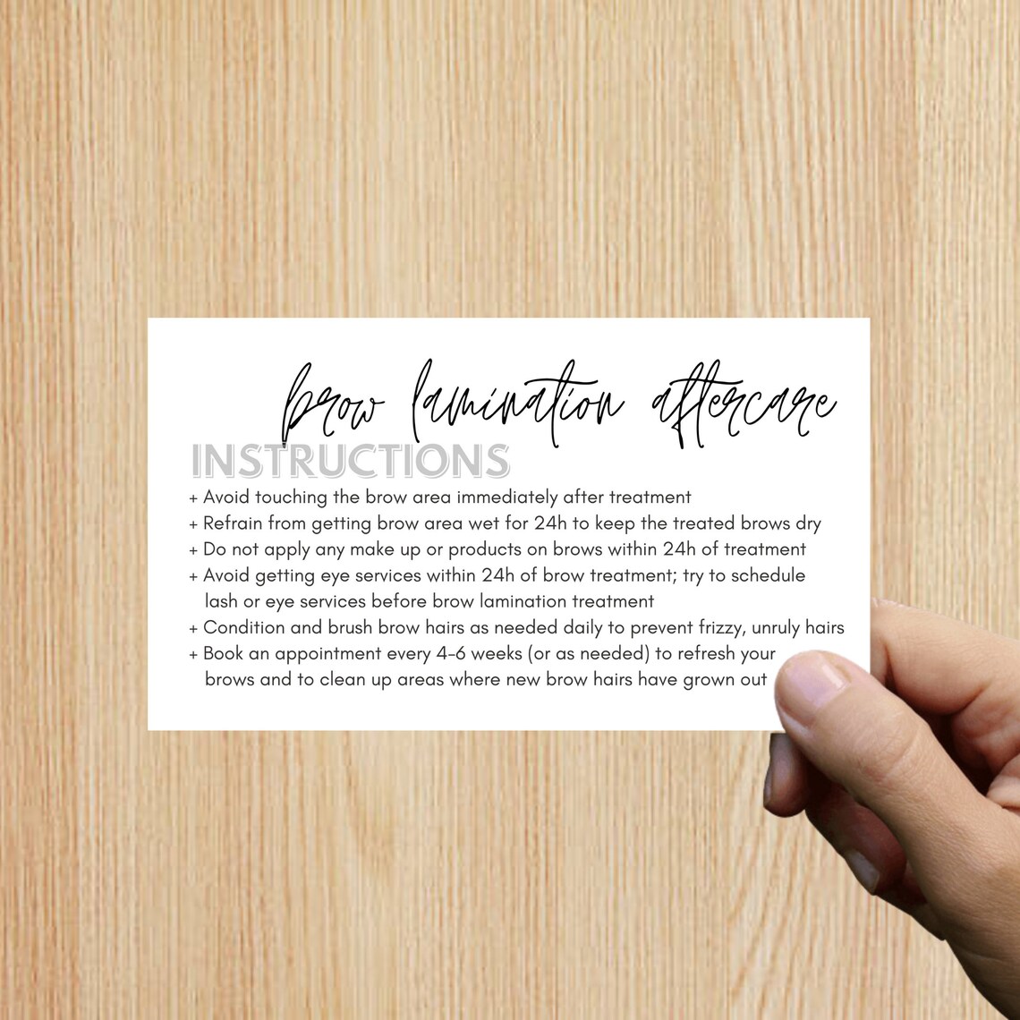Eyebrow Lamination Aftercare Card Brow Lamination Brow Lift Brow Perm