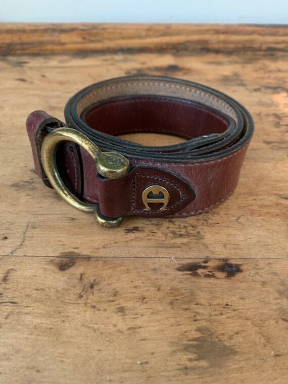 Vintage Etienne Aigner Cordovan Leather Belt with… - image 2