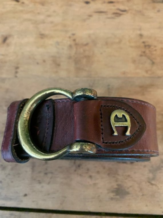 Vintage Etienne Aigner Cordovan Leather Belt with… - image 1