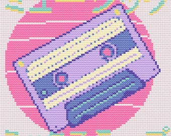 David Vibes Vaporwave Cross Stitch Pattern Digital PDF 7 Inches X 6 ...