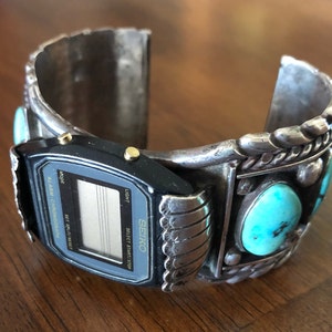 Vintage Navajo Men’s Silver Turquoise Watch Cuff