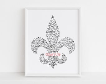 Louisville Fleur-de-Lis Illustration Print // housewarming gift // hostess gift // bon voyage gift