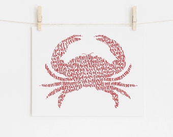 Baltimore Crab Illustration Print // housewarming gift // hostess gift // bon voyage gift